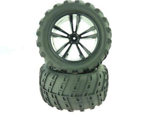 Black Truck Tires and Rims 1/10
