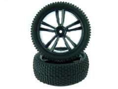 Black Buggy Front Tires and Rims 1/10 2P