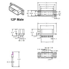 HY-12PIN 12-Pin Konnektör Dişi-Erkek Set (Uçak Kanat Hızlı Bağlantı)