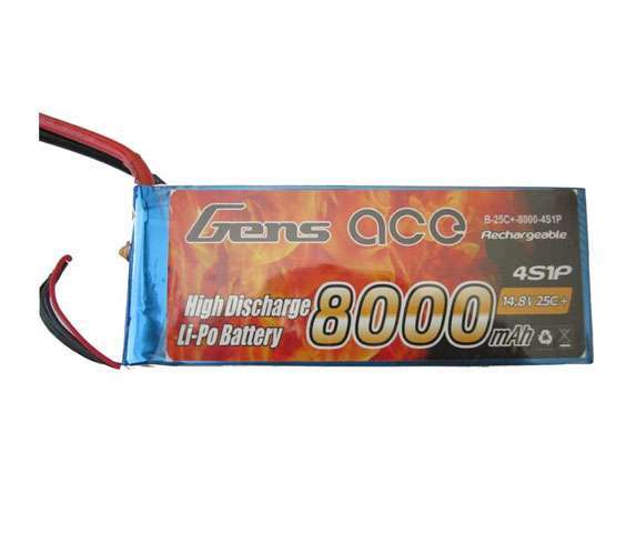 Gens Ace 14.8v 8000mah 25C 4S LiPo (Soket Yok)