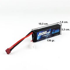Zeee Power 11.1V 2600 mAh 50C Li-Polymer Pil (T-Konnektör)