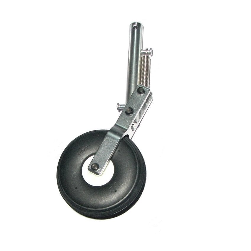 Yaylı İniş Takımı H:130mm  Teker Çapı:55mm, Bağlantı Mil Yuvası: 4mm