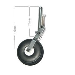 Yaylı İniş Takımı H:130mm  Teker Çapı:55mm, Bağlantı Mil Yuvası: 4mm