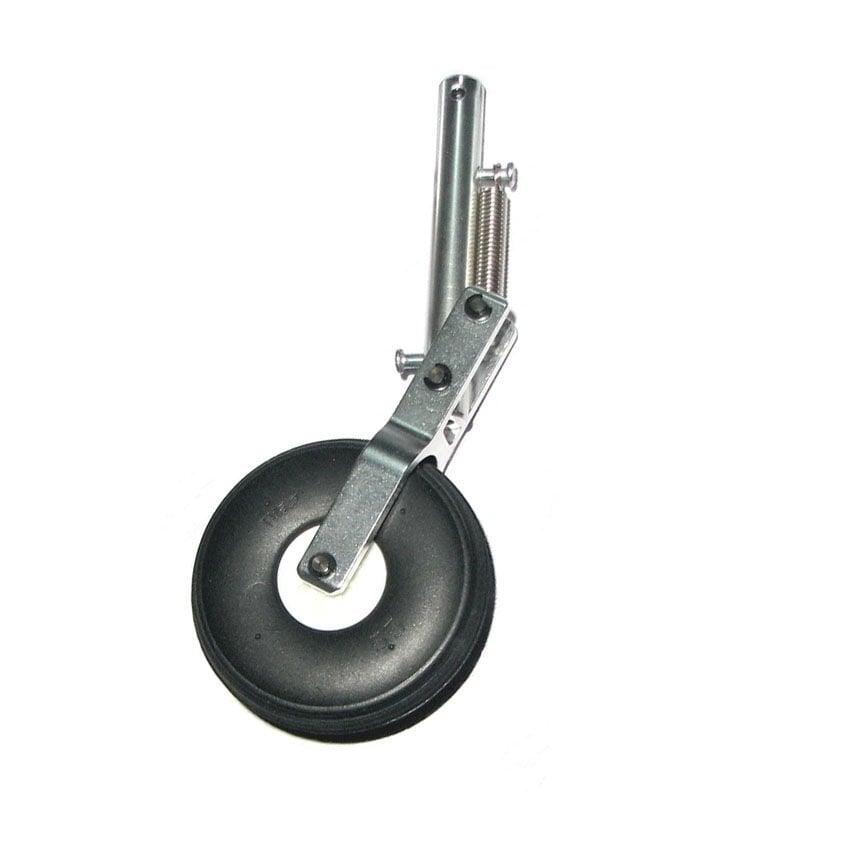 Yaylı İniş Takımı H:130mm  Teker Çapı:55mm, Bağlantı Mil Yuvası: 5mm