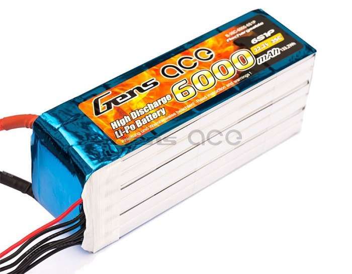Gens Ace 22.2v 6000mah 35C 6S LiPo (Soket Yok)