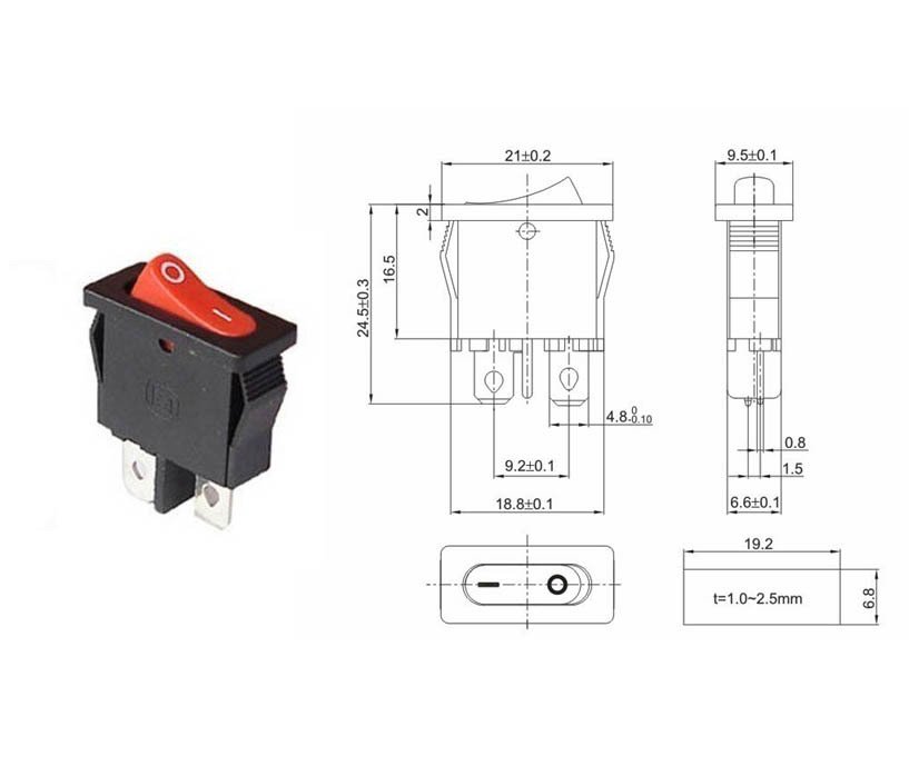 Mini Işıksız Anahtar (Slim On Off Buton) Maks. 6A Hobi Anahtar
