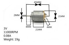 3V 140 DC Motor (2 Taraflı Uzun Mil)